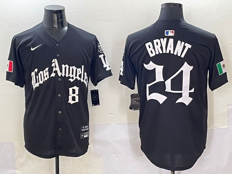 Men Los Angeles Dodgers #24 Bryant Black Five generations Joint Name 2025 Nike MLB Jersey style 8